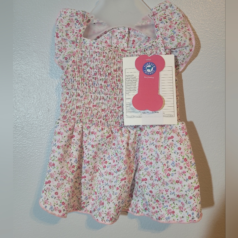 Floral Dog Dress with Pink and White Pattern